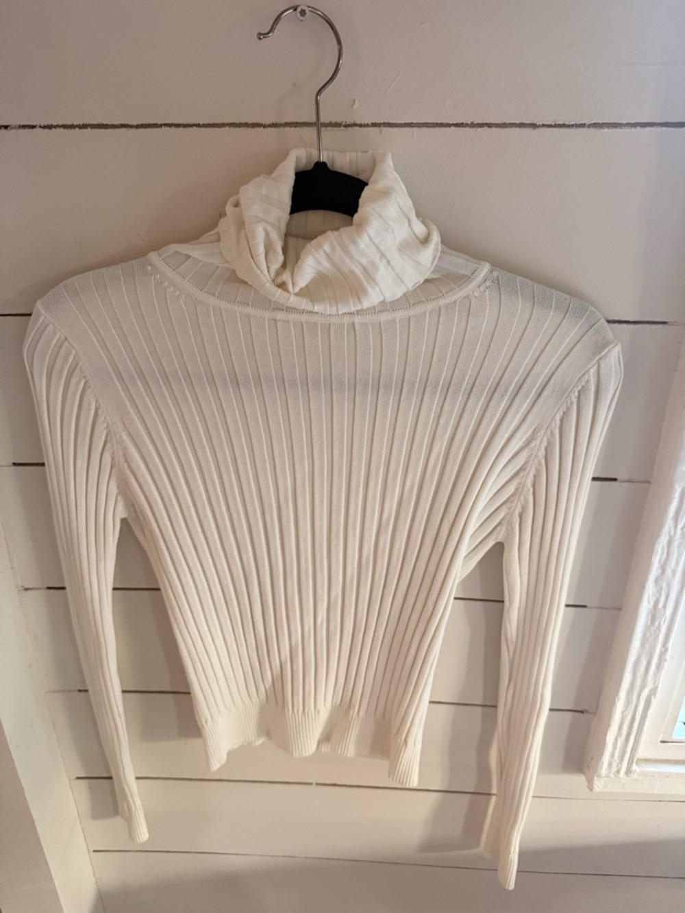 Zara Cream Ribbed Cowl Neck Sweater